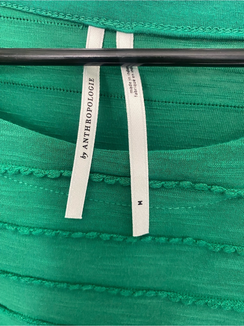 Anthropologie Kelly Green Ruffled Cap Sleeve Textured Blouse Size M - Picture 5 of 6